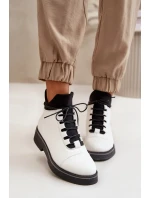 Dámske zateplené členkové topánky z eko kože White Dámske zateplené členkové topánky z eko kože White