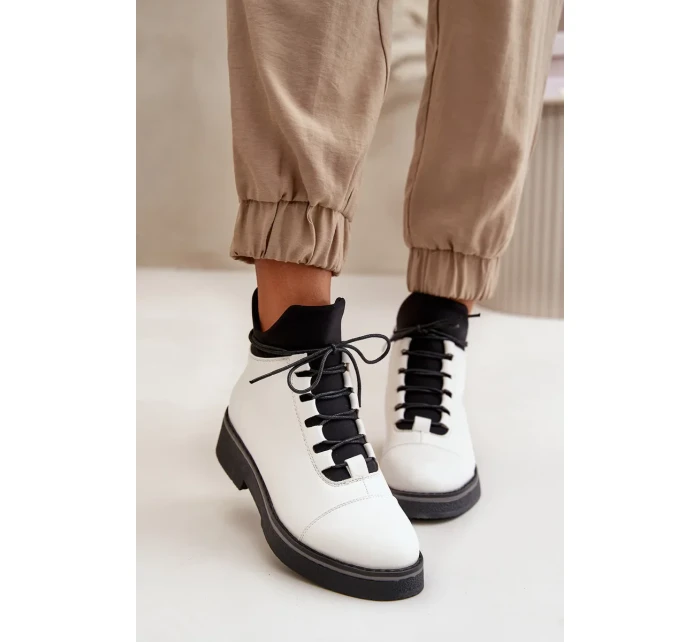 Dámske zateplené členkové topánky z eko kože White Dámske zateplené členkové topánky z eko kože White