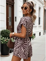 Dámsky letný overal so zaväzovaním v páse cappuccino FashionStreet EY2645 Dámsky letný overal so zaväzovaním v páse cappuccino FashionStreet EY2645