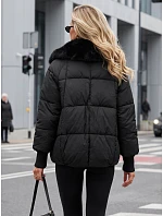 Dámska zimná prešívaná bunda s kožušinou, čierna, FashionStreet TY5815