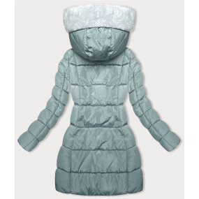 Zimná bunda v mätovej farbe s kapucňou (2M-231)