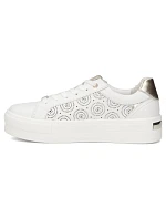 Biele kožené topánky na platforme Filippo DP7668/26 Biele kožené topánky na platforme Filippo DP7668/26