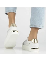 Biele kožené topánky na platforme Filippo DP7668/26 Biele kožené topánky na platforme Filippo DP7668/26