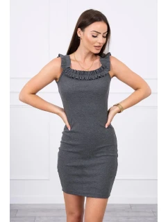 Španielske šaty s volánikmi grafitové