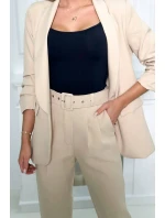 Elegantná súprava saka a nohavíc v tmavobéžovej farbe