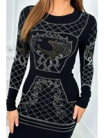 Pletené šaty se vzorem a   černý model 19150875 - K-Fashion