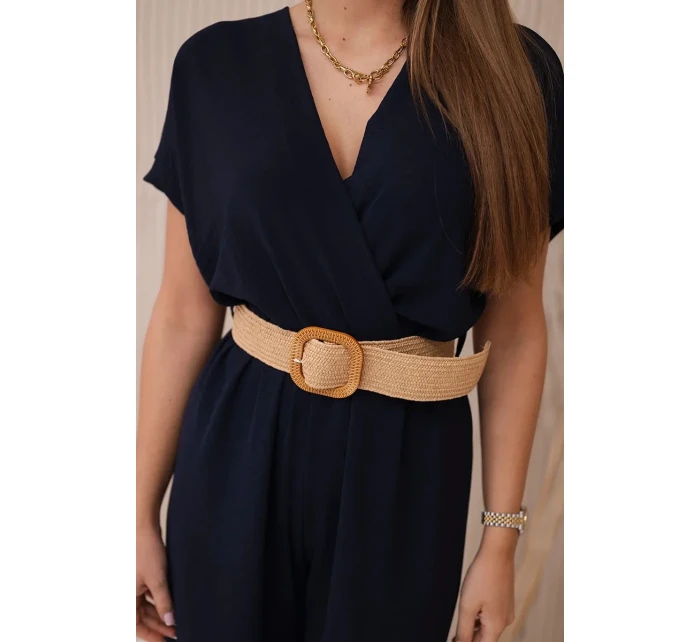 Kombinéza s ozdobným opaskom v páse námornícka farba Kombinéza s ozdobným opaskom v páse námornícka farba