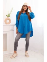 Bavlnená mušelínová košeľa tyrkysová Bavlnená mušelínová košeľa tyrkysová