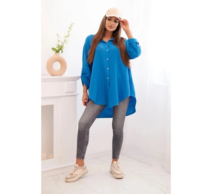 Bavlnená mušelínová košeľa tyrkysová Bavlnená mušelínová košeľa tyrkysová