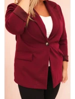 Dámská viskózová blazer Plus Size s dlouhým rukávem a límcem švestková