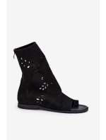 Zazoo 3437 Damskie Zamszowe Sandały Z Cholewką Na Zamek Czarne Zazoo 3437 Damskie Zamszowe Sandały Z Cholewką Na Zamek Czarne