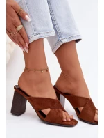 Dámské sandály na podpatku hnědé Denessa