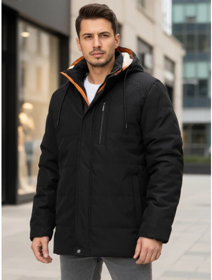 Pánská zimní bunda s kapucí černá Dstreet model 21982990 - FashionStreet