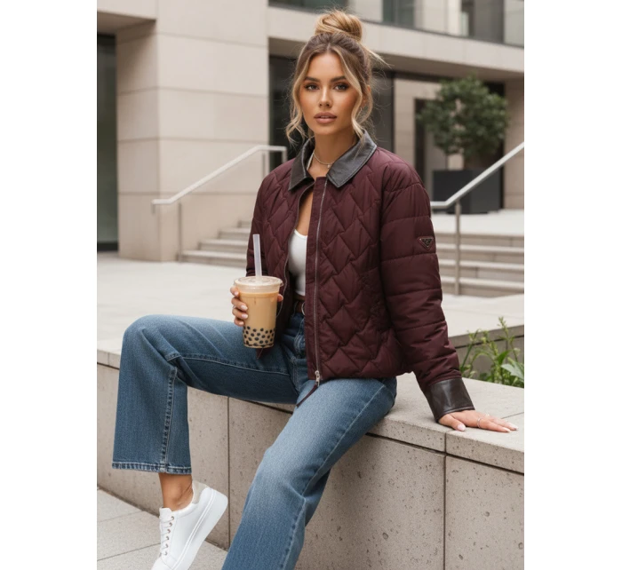 Kurtka przejściowa damska pikowana bordowa model 22025099 - FashionStreet