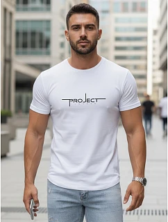 Pánske bavlnené tričko s nápisom Project London, biele, FashionStreet NX5127R