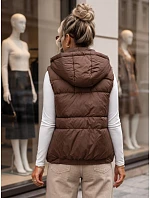 Kamizelka damska pikowana z kapturem brązowa model 22358236 - FashionStreet Kamizelka damska pikowana z kapturem brązowa model 22358236 - FashionStreet