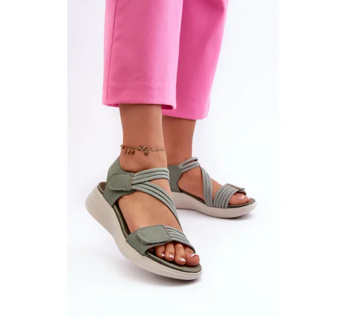 Dámske pohodlné sandále na suchý zips zelené Eladora Dámske pohodlné sandále na suchý zips zelené Eladora