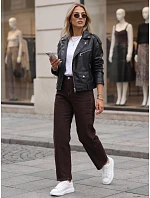 Jeansy damskie fit z wysokim stanem brązowe model 22365077 - FashionStreet Jeansy damskie fit z wysokim stanem brązowe model 22365077 - FashionStreet