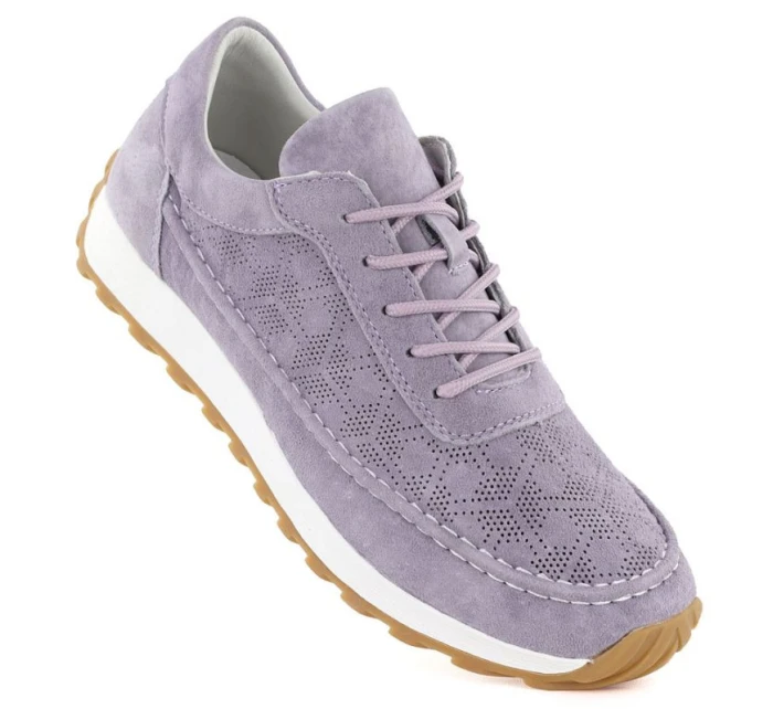 Dámske fialové semišové kožené poltopánky Sergio Leone SP001