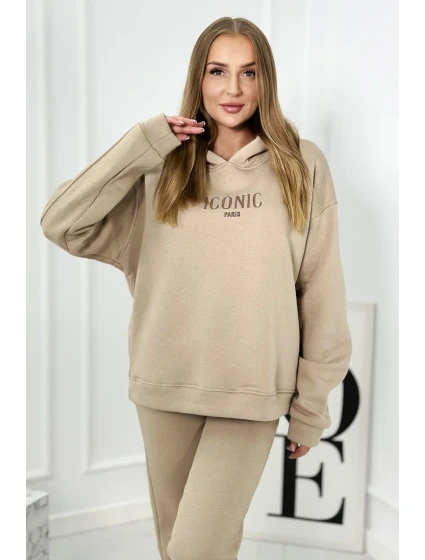 Izolovaná bavlněná souprava, mikina s model 18922073 + kalhotami béžový - K-Fashion Izolovaná bavlněná souprava, mikina s model 18922073 + kalhotami béžový - K-Fashion