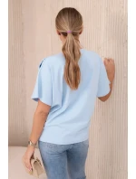 Bavlněná halenka s ozdobnou mašlí modrý