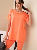 Dámsky bavlnený set s krátkym rukávom a šortkami žltý