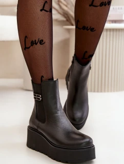 model 21669412 Dámské Botky Chelsea Na Platformě A Klínu Černé - Zazoo