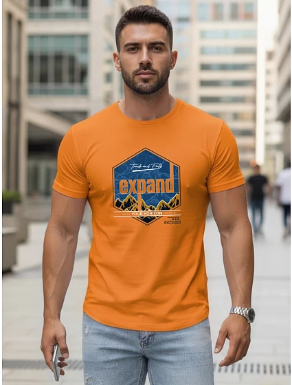 Pánske tričko s potlačou EXPAND orange FashionStreet NX5004R