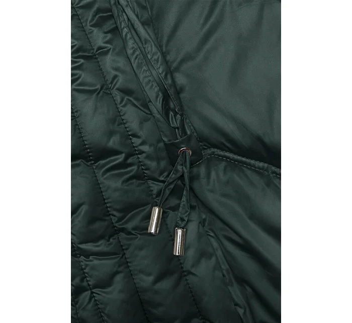 Tmavo zelená dlhá vypasovaná dámska zimná bunda S'west (B8201-10)