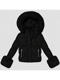 Prešívaná dámska zimná bunda s kožušinou J Style, čierna (5M3355/16M9282-392)