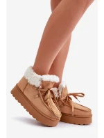 Śniegowce Damskie Na Platformie Z Futerkiem Typu Branek Camel Ciabellae Śniegowce Damskie Na Platformie Z Futerkiem Typu Branek Camel Ciabellae