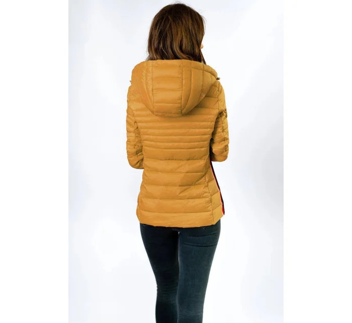 Žlutá dámská prošívaná bunda se vsadkami model 9063236 - Libland