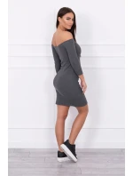 Pruhované vypasované šaty graphite melange Pruhované vypasované šaty graphite melange