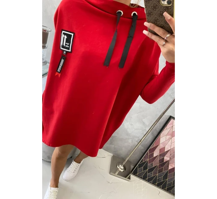 Oversize mikina s asymetrickými boky červená Oversize mikina s asymetrickými boky červená