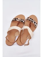 Płaskie Sandały Damskie Z Koralikami Panterka Beżowe Virona Płaskie Sandały Damskie Z Koralikami Panterka Beżowe Virona