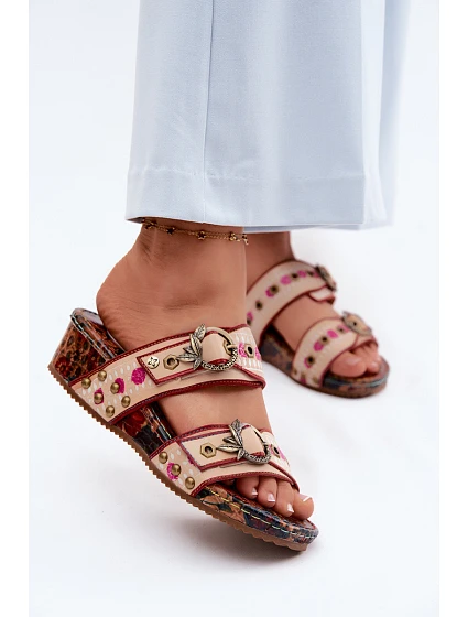 Kožené vzorované dámské sandály na platformě Maciejka K7406-04 Multicolor
