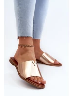 Dámske ploché papuče na podpätku z ekokože, zlaté Maliha