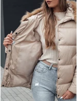 dámská zimní prošívaná bunda s kapucí světle béžová Dstreet model 21980999 - FashionStreet