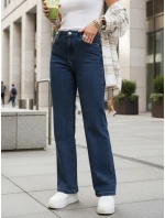 Jeansy damskie z wysokim stanem granatowe model 22015407 - FashionStreet