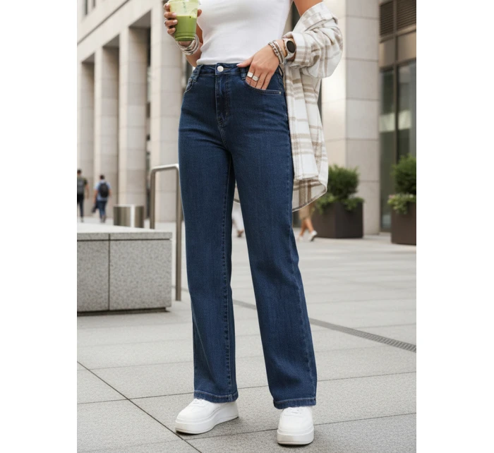 Jeansy damskie z wysokim stanem granatowe model 22015407 - FashionStreet