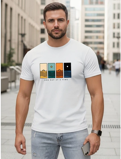 Koszulka męska z nadrukiem biała model 22182588 - FashionStreet Koszulka męska z nadrukiem biała model 22182588 - FashionStreet