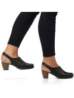 Dámske pohodlné kožené sandále na podpätku Rieker 40959-00