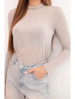 Dámska kašmírová blúzka s jemným rolákom a dlhými rukávmi tmavobéžová Dámska kašmírová blúzka s jemným rolákom a dlhými rukávmi tmavobéžová