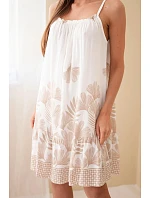 Dámské šaty na ramínkách s potiskem béžová