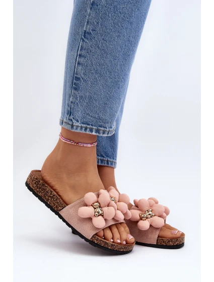 Dámské žabky s růžovými ozdobami model 21648526 - Boto Dámské žabky s růžovými ozdobami model 21648526 - Boto