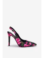 Zdobione Sandały Na Szpilce W Róże Czarne Vevessa