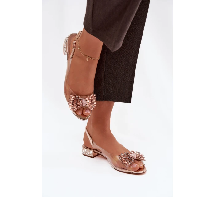 Průhledné sandály s mašlí D&A MR52-231 růžové zlato Průhledné sandály s mašlí D&A MR52-231 růžové zlato