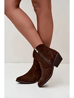 Dámské kožené kotníkové boty na podpatku Big Star model 22349479 Camel - Big Star Shoes Dámské kožené kotníkové boty na podpatku Big Star model 22349479 Camel - Big Star Shoes