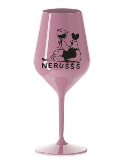 NERUŠŠŠ - světle růžová nerozbitná sklenice na víno 470 ml