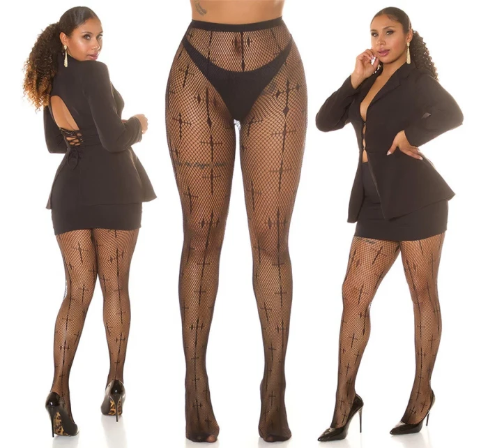 Dámské síťované punčocháče černé model 20965282 - In-style Fashion Dámské síťované punčocháče černé model 20965282 - In-style Fashion